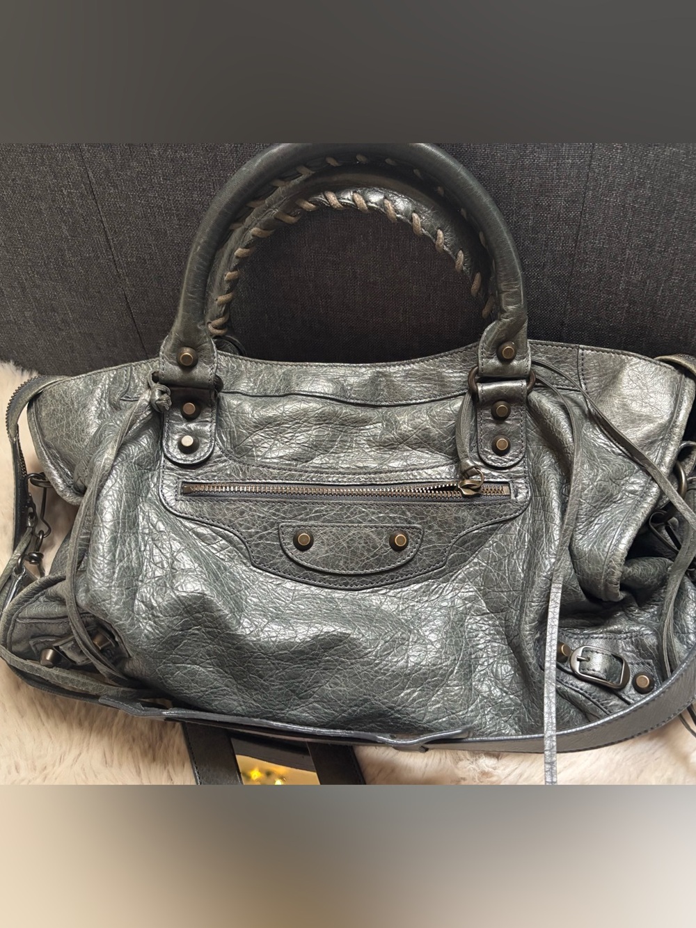 Women’s anthracite Gray Balenciaga Leather City Bag